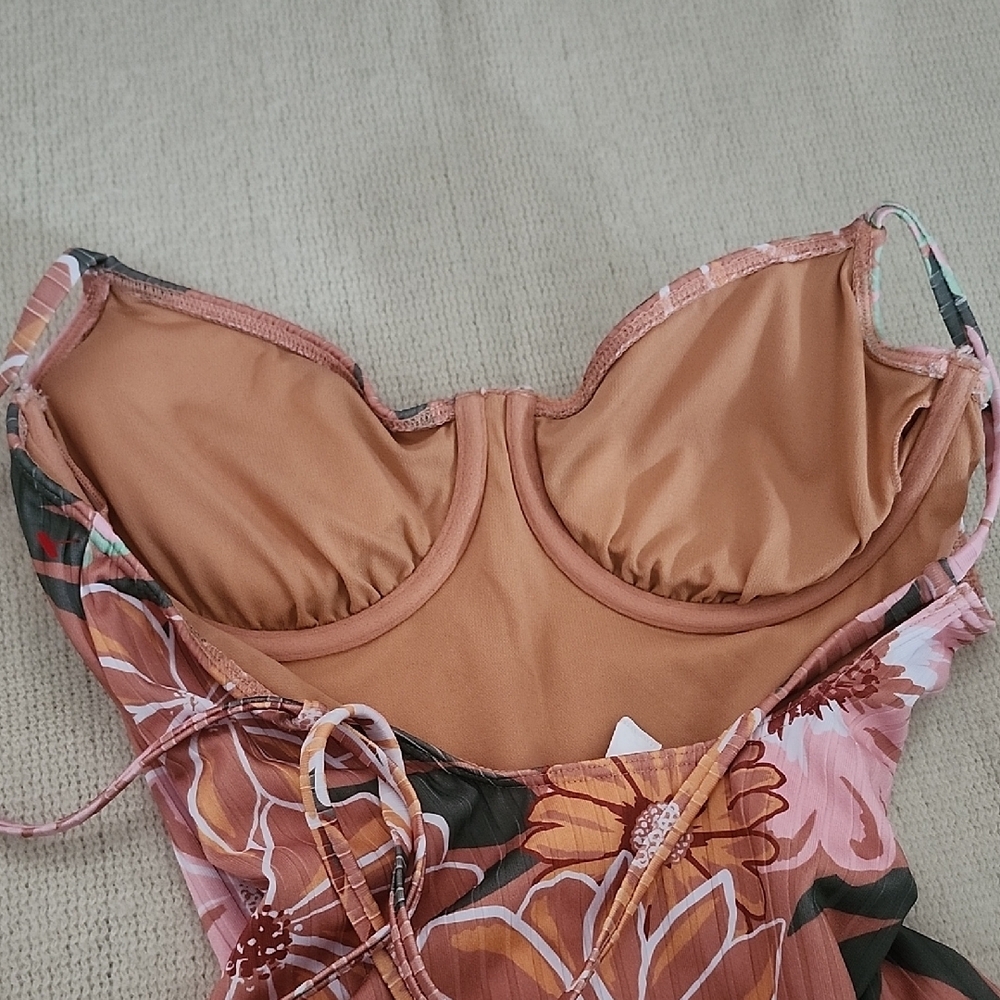 Roxy Orange and Green One-Piece Swimsuit - Picture 4 of 5
